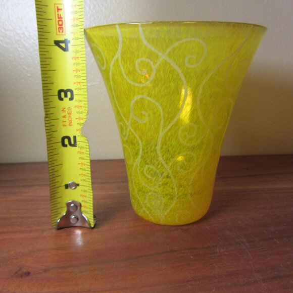 12 oz toyo sasaki art glass tumbler vase curly-q's YELLOW (W5521) - Picture 4 of 6